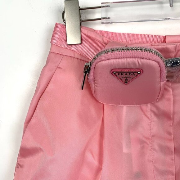 Prada Pink Re-Nylon Shorts With Belt & Detachable Waist Bag Womens Size 38 S - Picture 7 of 8